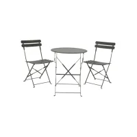 Bistroset staal 3-delig antraciet