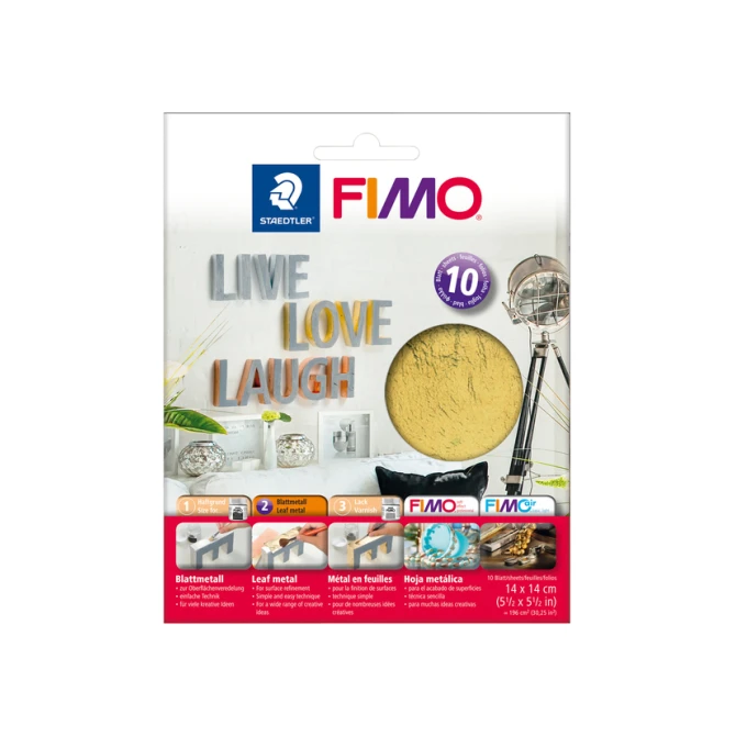 Bladmetaal Fimo 14x14cm 10vel goud