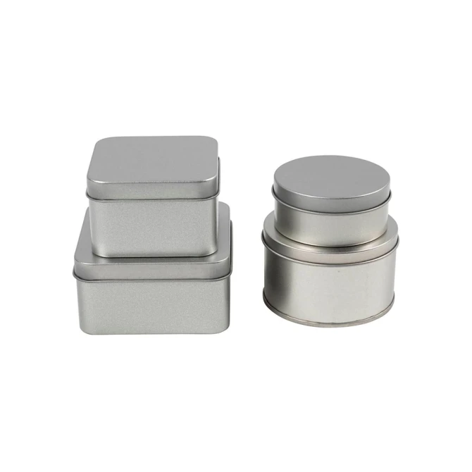 Blikjes Creativ Company cirkel en vierkant set à 4 stuks zilver