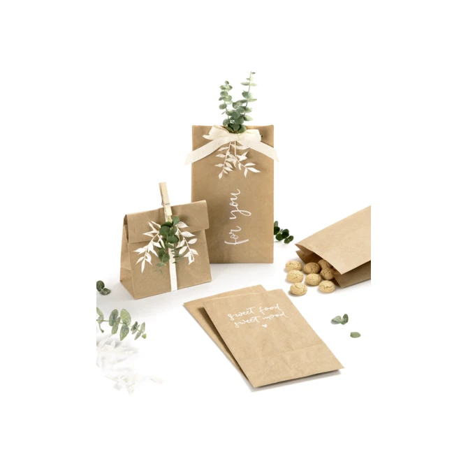 Blokbodemzak Folia 12x6x21cm foodsafe kraft set à 15 stuks
