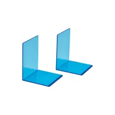 Boekensteun MAUL 10x10x13cm acryl set 2 neon blauw transparant