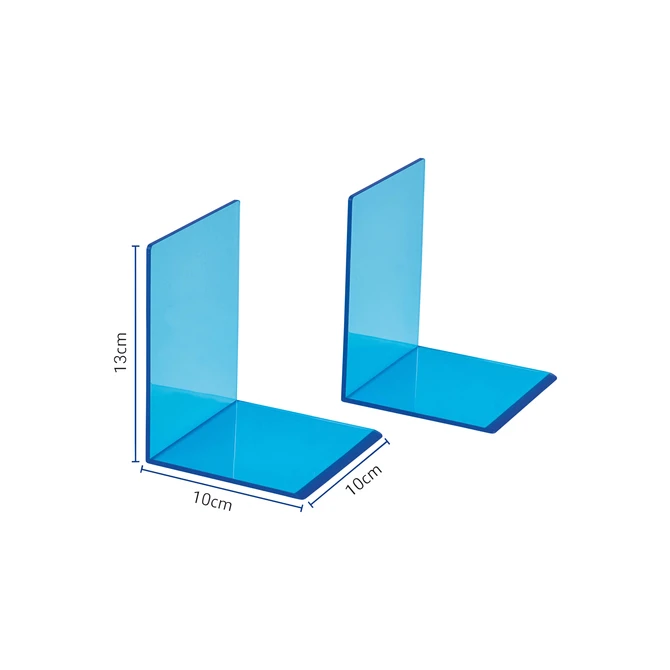 Boekensteun MAUL 10x10x13cm acryl set 2 neon blauw transparant