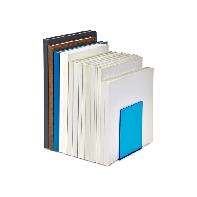 Boekensteun MAUL 10x10x13cm acryl set 2 neon blauw transparant