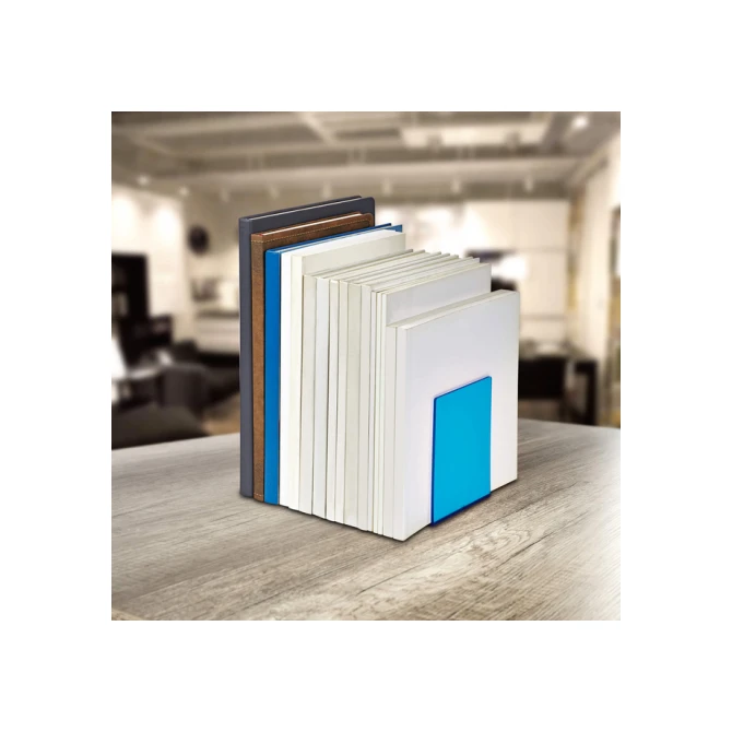 Boekensteun MAUL 10x10x13cm acryl set 2 neon blauw transparant