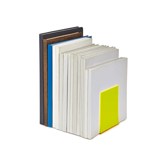 Boekensteun MAUL 10x10x13cm acryl set 2 neon geel transparant