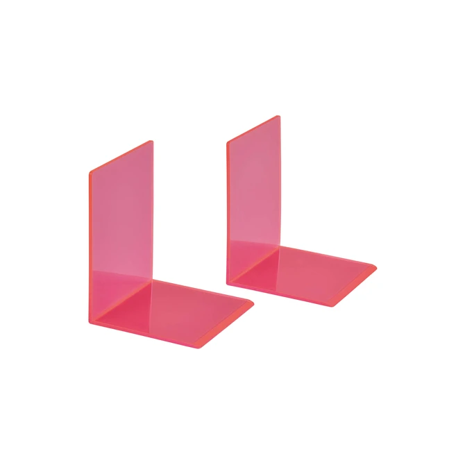 Boekensteun MAUL 10x10x13cm acryl set 2 neon rood transparant