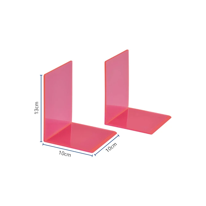 Boekensteun MAUL 10x10x13cm acryl set 2 neon rood transparant