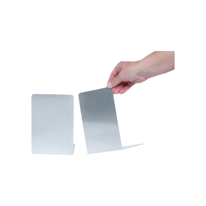 Boekensteun MAUL aluminium 12x12x17.5cm set 2 zilver