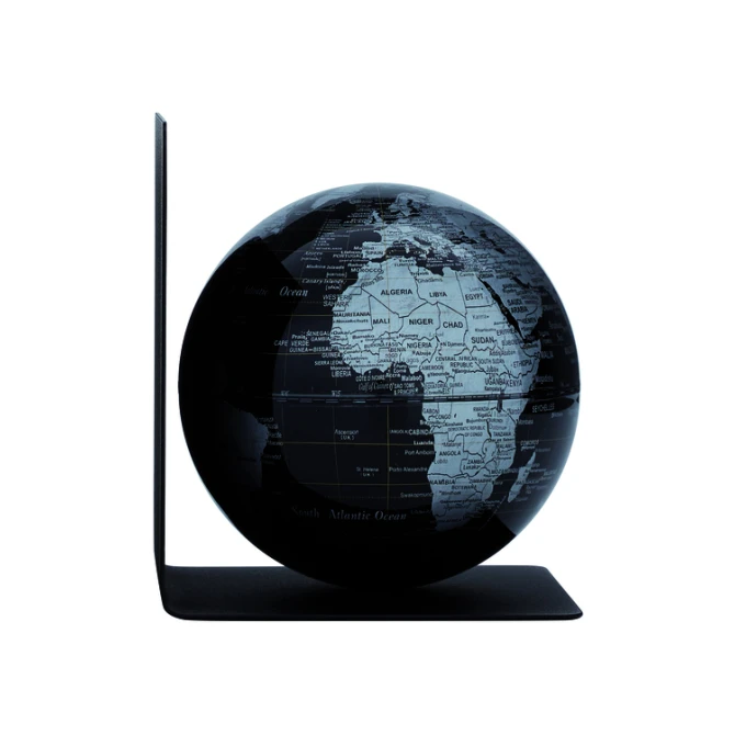 Boekensteun Troika met magnetische globe 13cm zwart-zilver