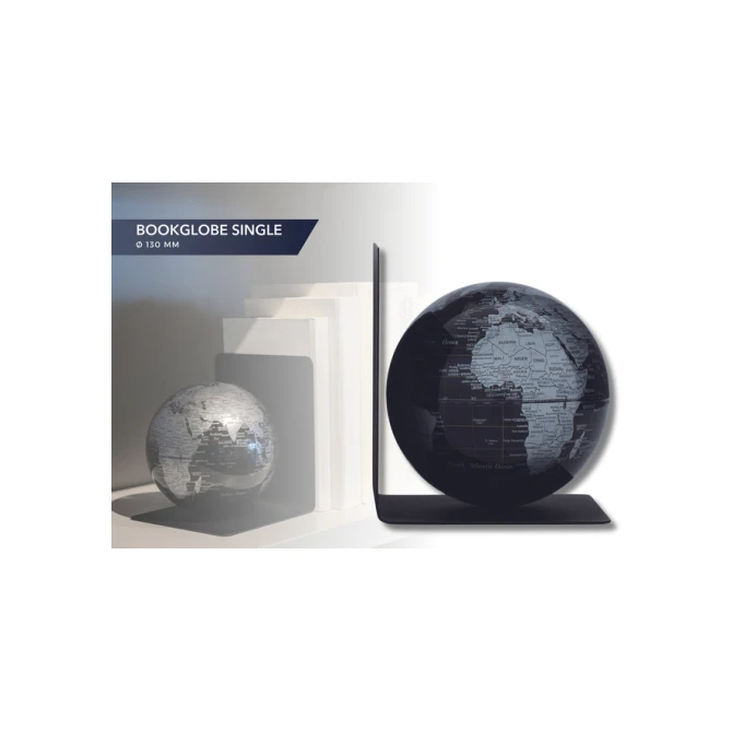 Boekensteun Troika met magnetische globe 13cm zwart-zilver