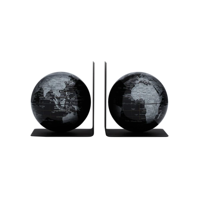 Boekensteun Troika met magnetische globes 13cm set à 2 stuks zwart