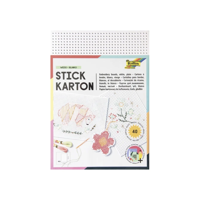 Borduurkaarten Folia 17.5 x x24.5cm 300gr 40 vel wit