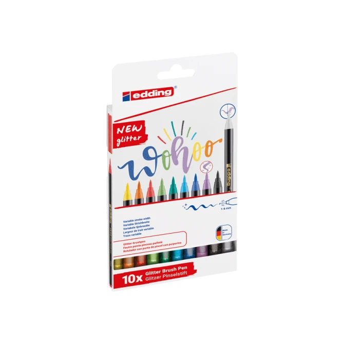 Brushpen edding 1340 glitter assorti set à 10 stuks