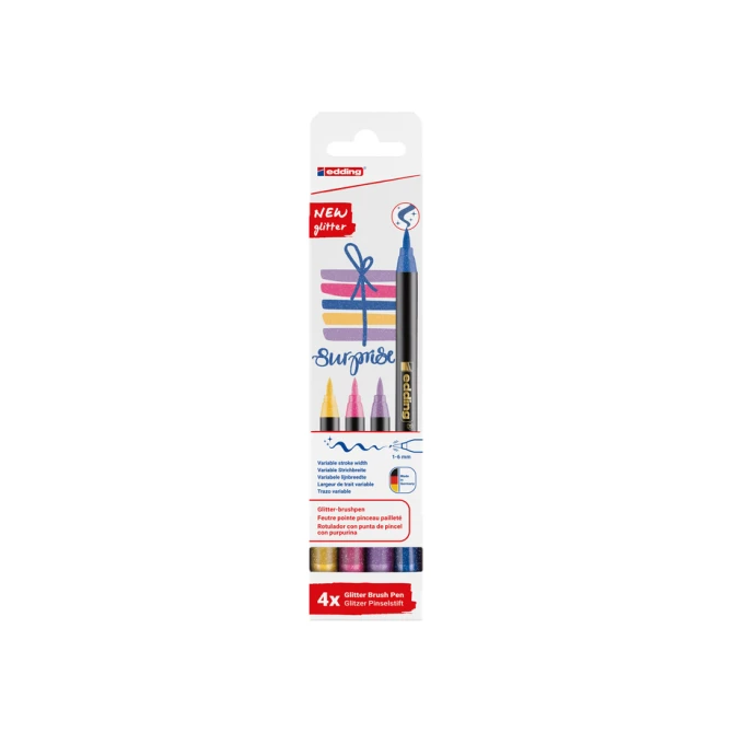 Brushpen edding 1340 glitter assorti set à 4 stuks