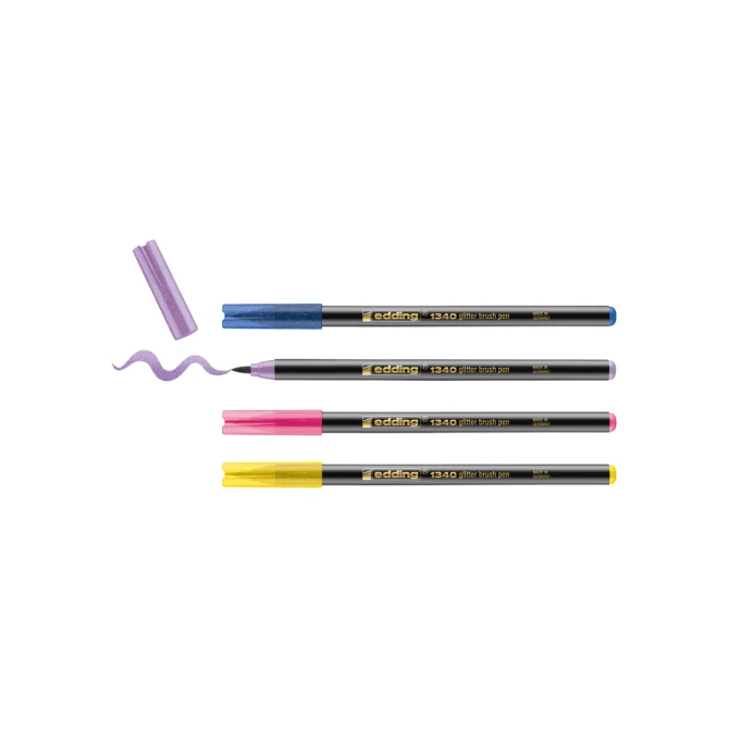 Brushpen edding 1340 glitter assorti set à 4 stuks