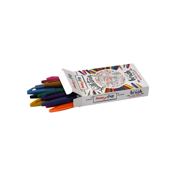 Brushpen Pentel SES15C Sign Artist standaardkleuren assorti 12 stuks