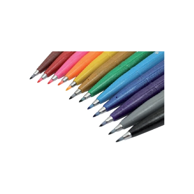 Brushpen Pentel SES15C Sign Artist standaardkleuren assorti 12 stuks