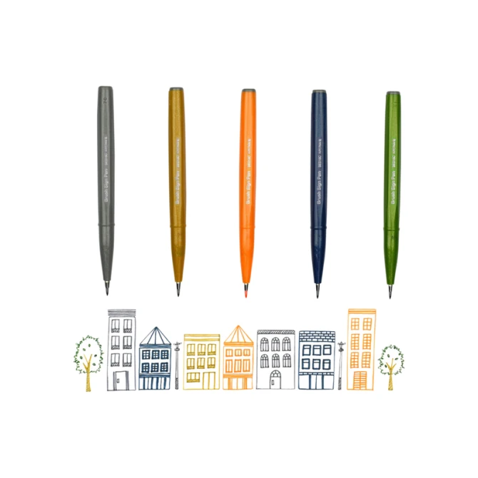 Brushpen Pentel Sign SES15C pastel assorti doos à 12 stuks