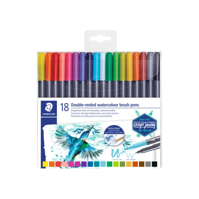 Brushpen Staedtler 3001 Marsgraphic duo 0.5-6mm blister à 18st ass