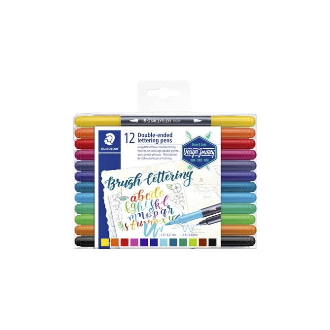 Brushpen Staedtler 3004 lettering duo 0.5-6mm  blister à 12st ass