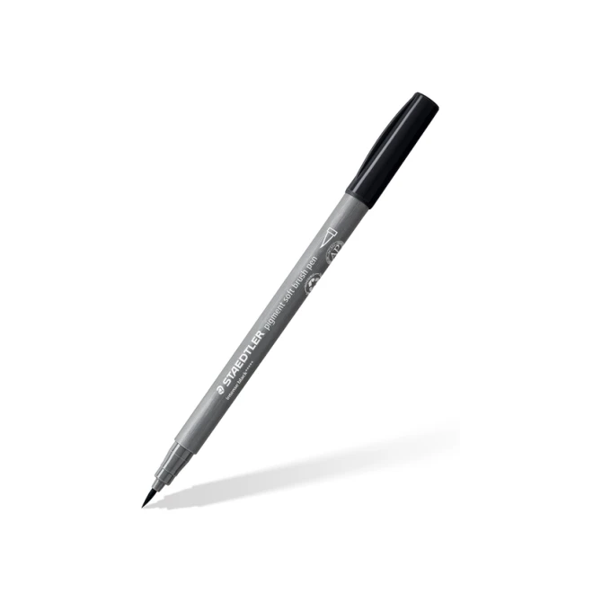 Brushpen Staedtler pigment pen etui à 6 grijze kleuren