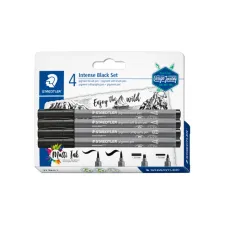 Brushpen Staedtler PigmentArts Intens zwart set à 4 schrijfbreedtes