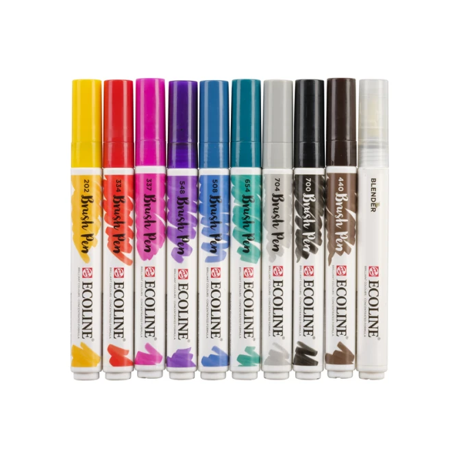Brushpen Talens Ecoline set à 10 stuks handlettering