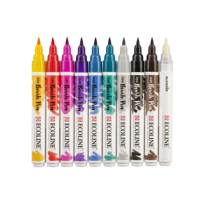 Brushpen Talens Ecoline set à 10 stuks handlettering
