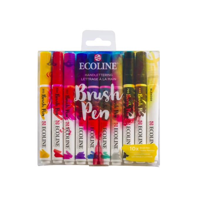 Brushpen Talens Ecoline set à 10 stuks handlettering