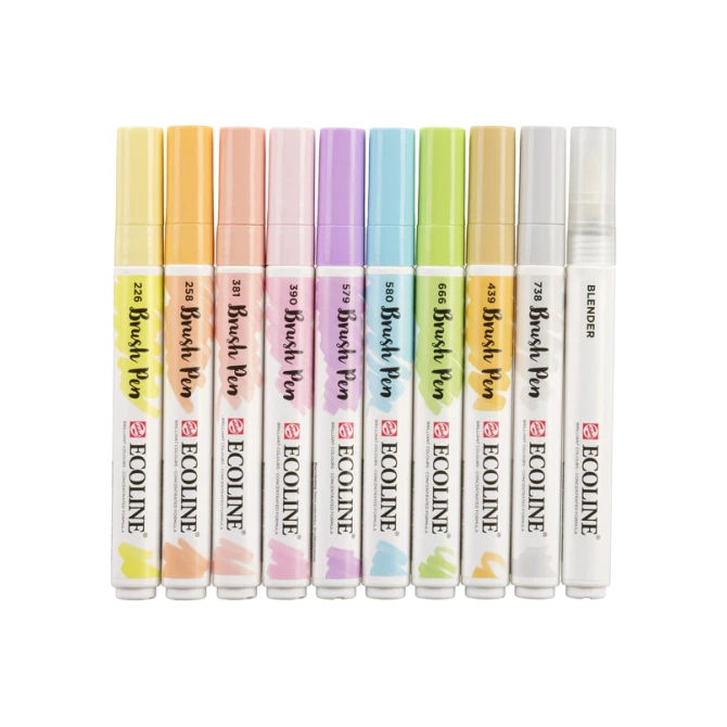 Brushpen Talens Ecoline set à 10 stuks pastel
