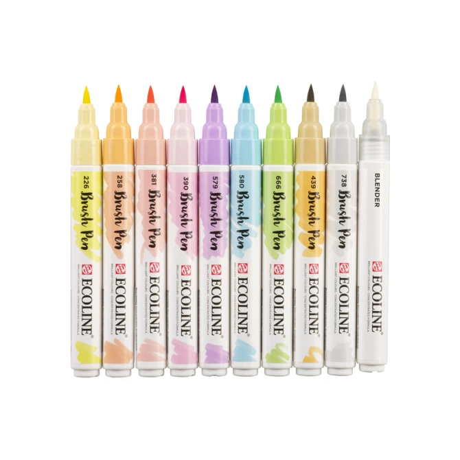 Brushpen Talens Ecoline set à 10 stuks pastel