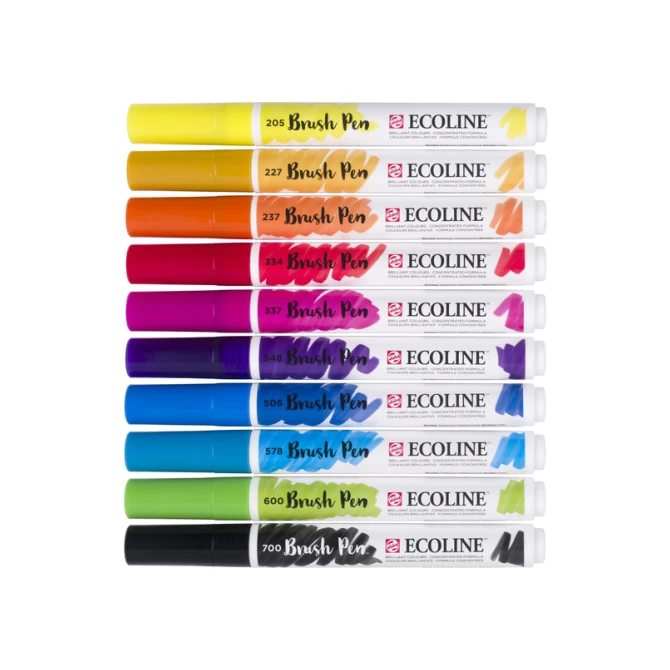 Brushpen Talens Ecoline set à 10 stuks primair