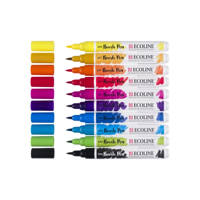Brushpen Talens Ecoline set à 10 stuks primair