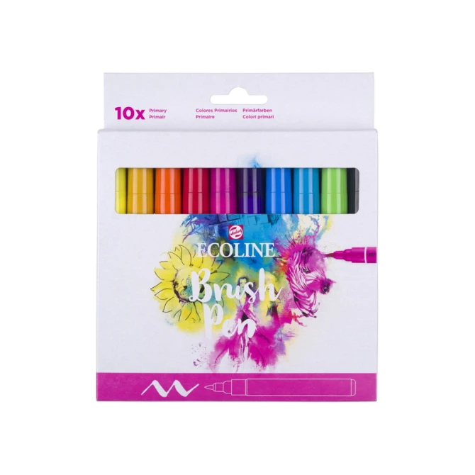 Brushpen Talens Ecoline set à 10 stuks primair