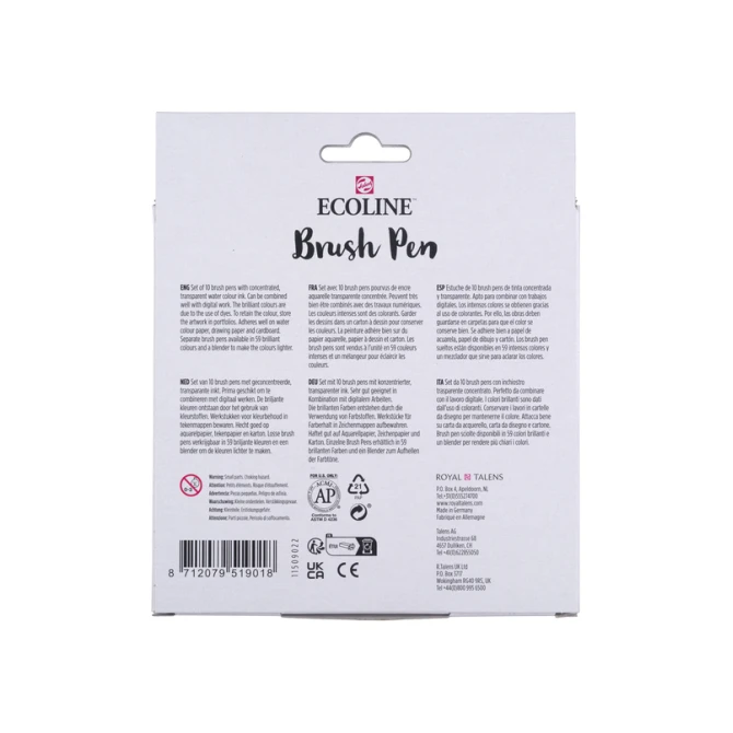 Brushpen Talens Ecoline set à 10 stuks primair