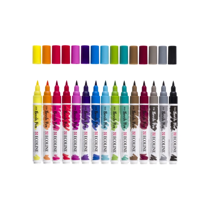 Brushpen Talens Ecoline set à 15 stuks assorti