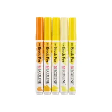 Brushpen Talens Ecoline set à 5 stuks geel Brushpen Talens Ecoline set à 5 stuks geel