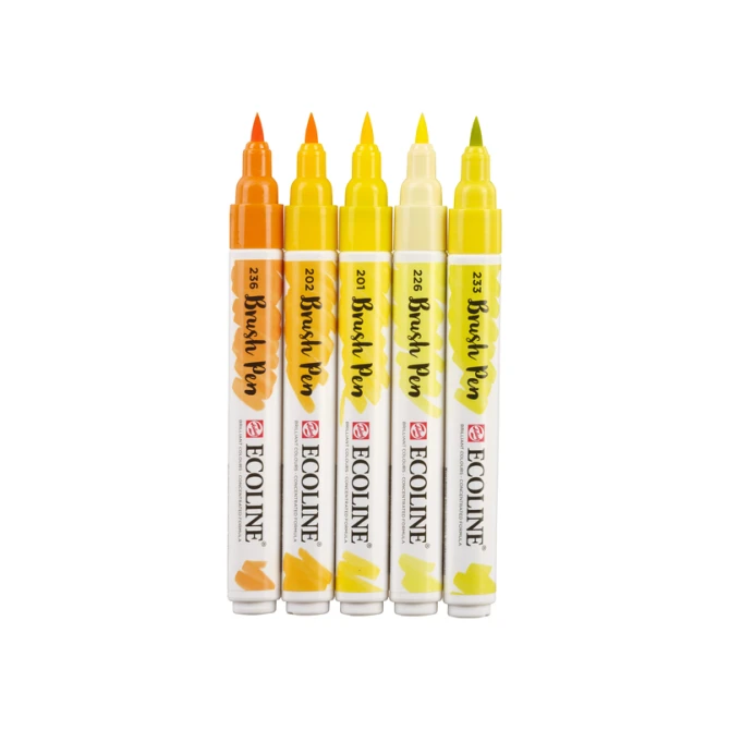 Brushpen Talens Ecoline set à 5 stuks geel