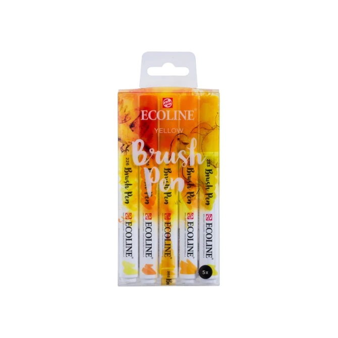 Brushpen Talens Ecoline set à 5 stuks geel