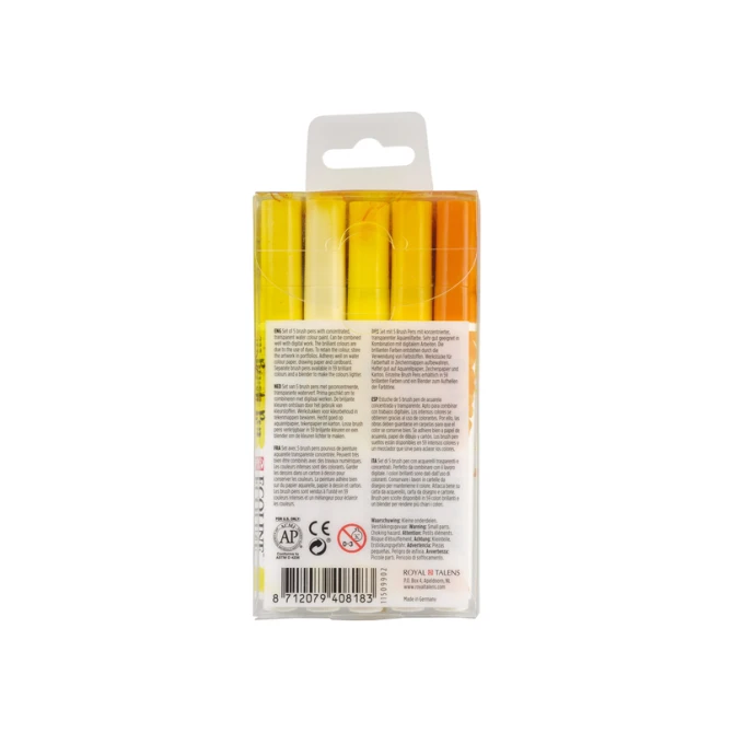 Brushpen Talens Ecoline set à 5 stuks geel
