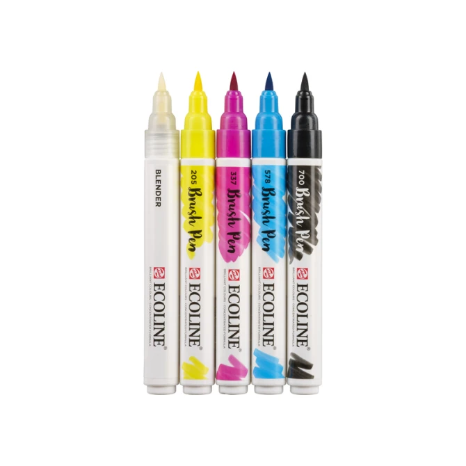 Brushpen Talens Ecoline set à 5 stuks primair