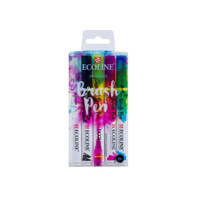 Brushpen Talens Ecoline set à 5 stuks primair