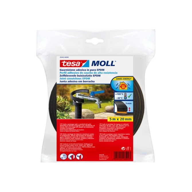 Buisisolatie tesamoll® Zelfklevend 5mx20mm zwart
