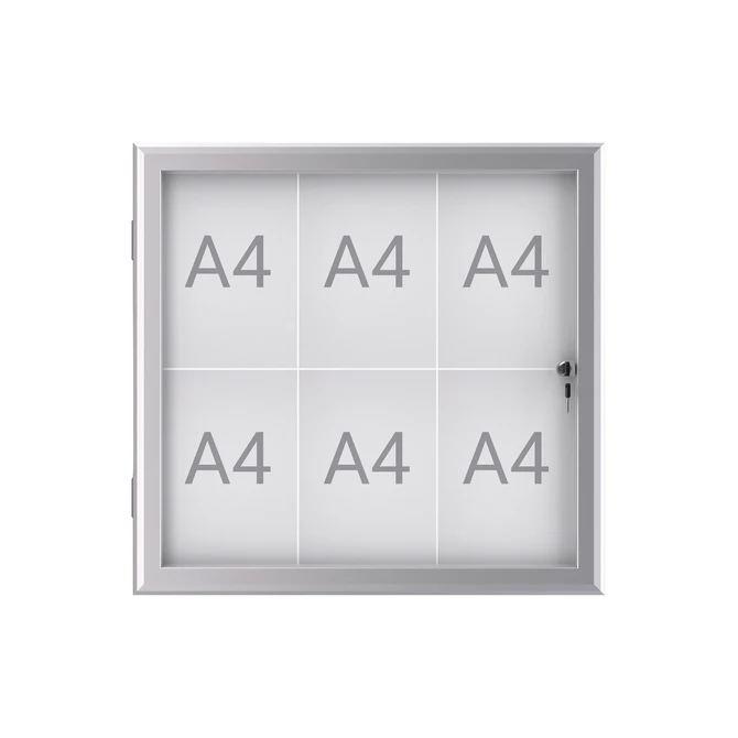 Buiten- binnenvitrine wand MAULexcite whiteboard 6xA4 met slot