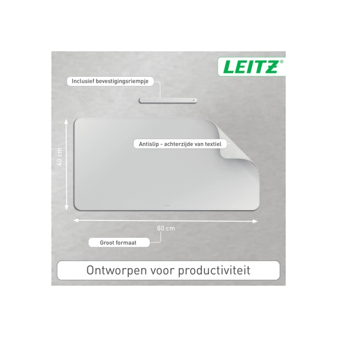 Bureau-onderlegger Leitz 80x40cm oprolbaar grijs