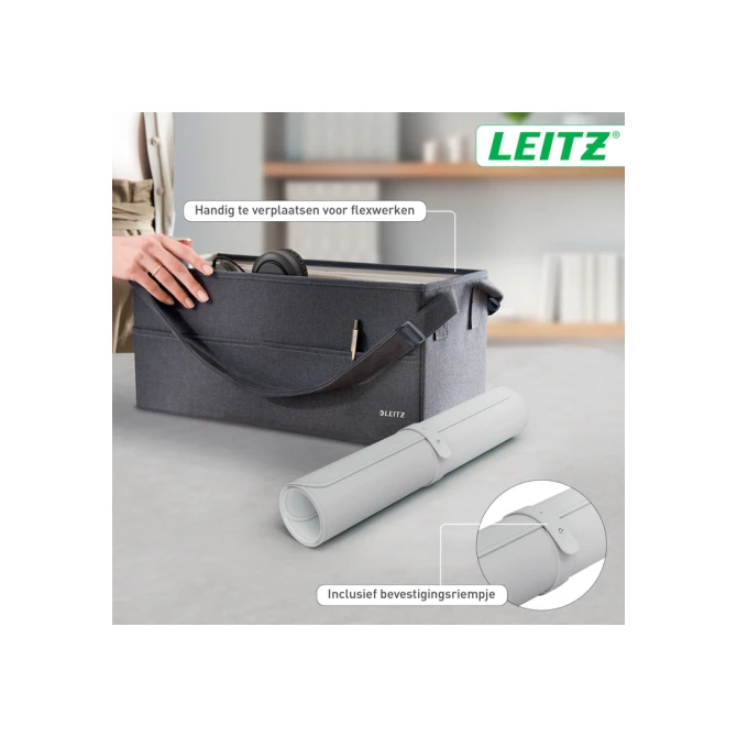 Bureau-onderlegger Leitz 80x40cm oprolbaar grijs