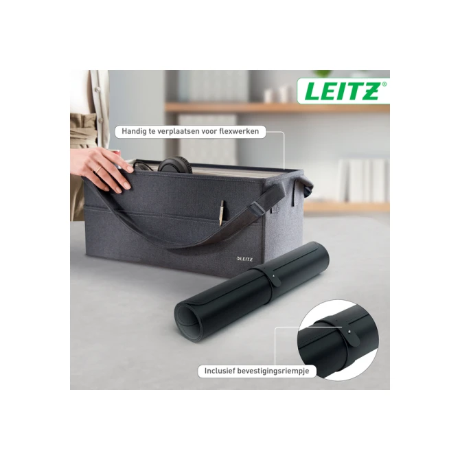 Bureau-onderlegger Leitz 80x40cm oprolbaar zwart