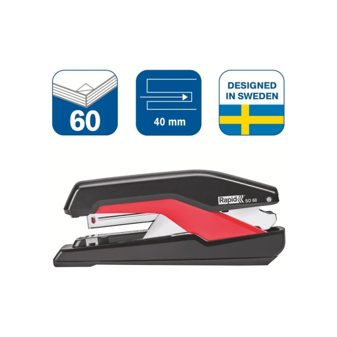 Bureaunietmachine Rapid Supreme fullstrip S1O60 60 vel zwart/rood