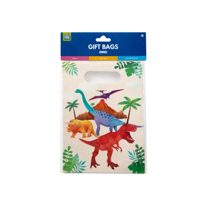 Cadeau tasjes Dino papier 23x16,5cm 6 stuks