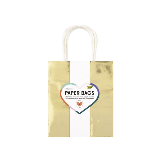 Cadeautas Folia goud kraft 18x21x8cm 7 stuks